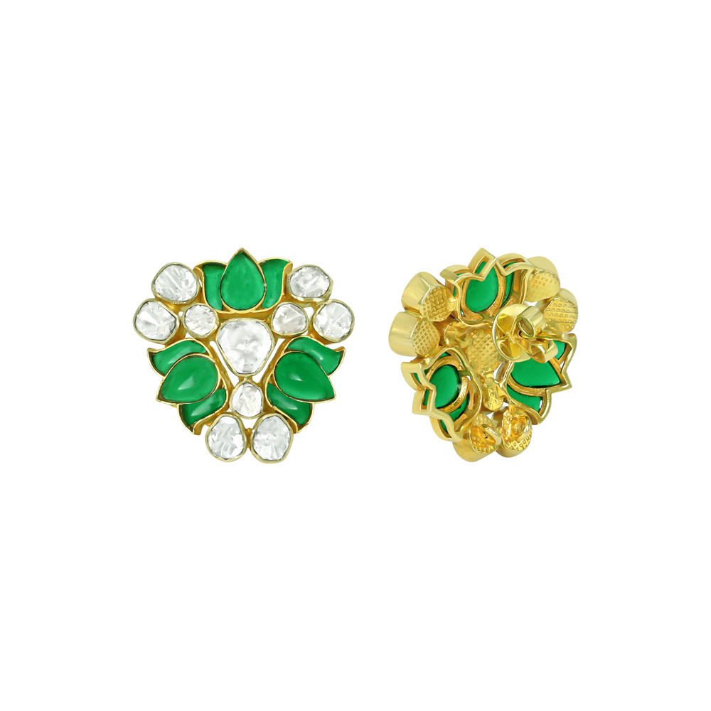 Floral Polki Earrings with Talaf Accents